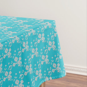 FS Style 1-Aqua-White-52x70 COTTON TABLECLOTH
