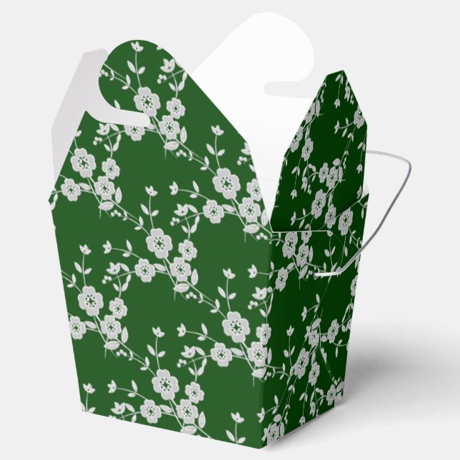 FS Style 1-Green-White-FAVOR BOXES,take out style Favor Box (Opened)