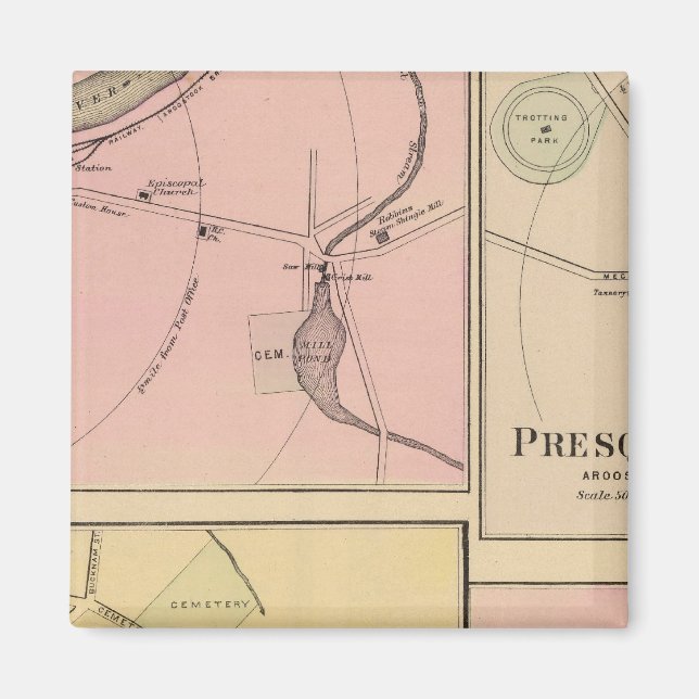 Ft Fairfield, Presque Isle, Caribou Map Magnet (Front)