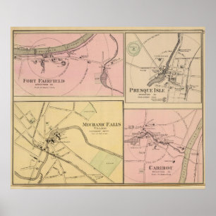 Ft Fairfield, Presque Isle, Caribou Map Poster