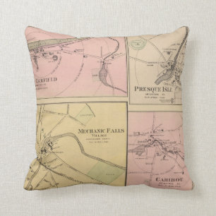 Ft Fairfield, Presque Isle, Caribou Map Throw Pillow