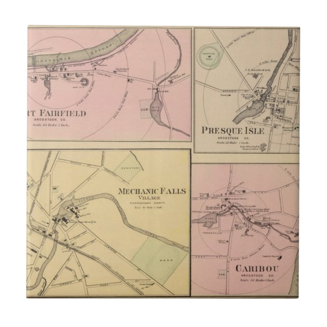 Ft Fairfield, Presque Isle, Caribou Map Tile (Front)