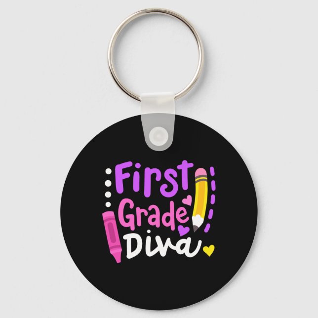 Ft Grade Diva Funny Welcome Back to School 1st Keychain (Front)