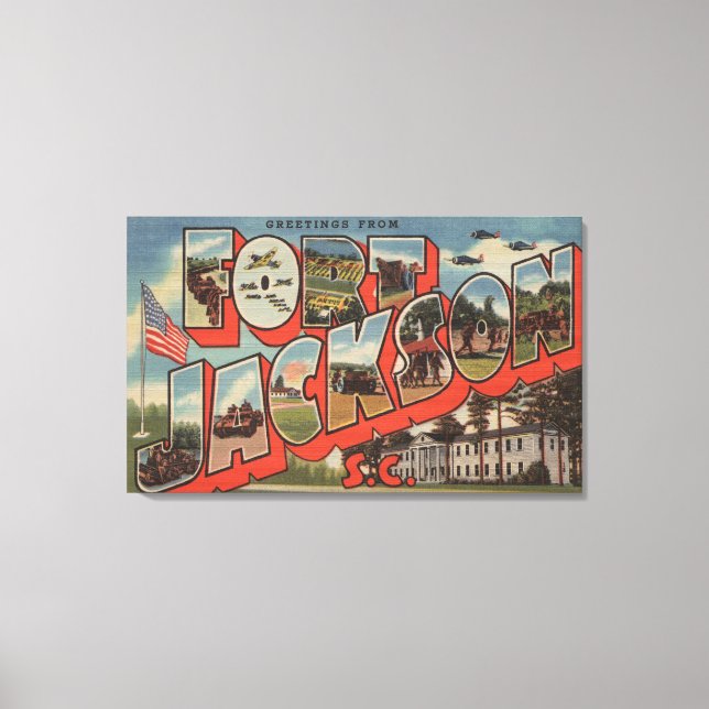 Ft. Jackson, South Carolina - Large Letter Scene Canvas Print (Front)