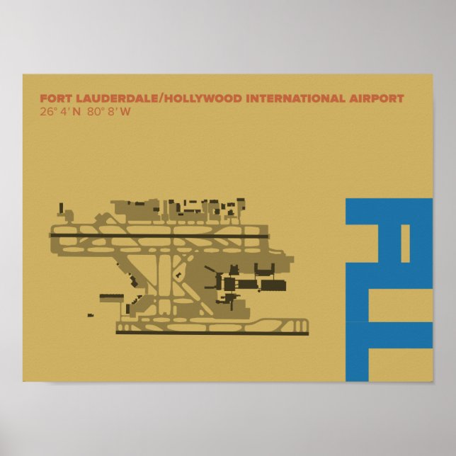 Ft. Lauderdale Airport (FLL) Diagram Poster (Front)