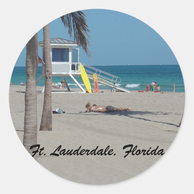Ft Lauderdale Beach Lifeguard Stand Classic Round Sticker (Front)