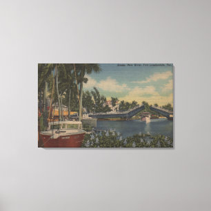 Ft. Lauderdale, FL - New River View & Drawbridge Canvas Print