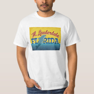 Ft Lauderdale Florida Dolphin Retro Vintage Travel T-Shirt
