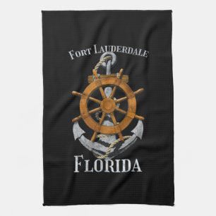 Ft. Lauderdale Florida Keys Vacation Nautical Anch Kitchen Towel