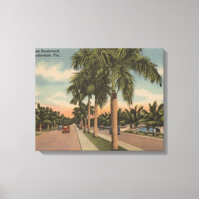 Ft. Lauderdale, Florida - View of Las Olas Canvas Print (Front)