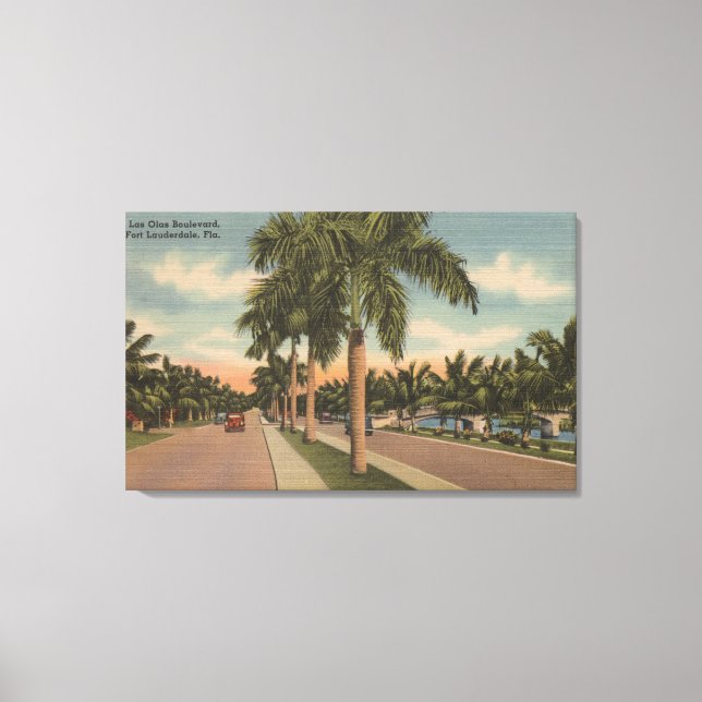 Ft. Lauderdale, Florida - View of Las Olas Canvas Print (Front)