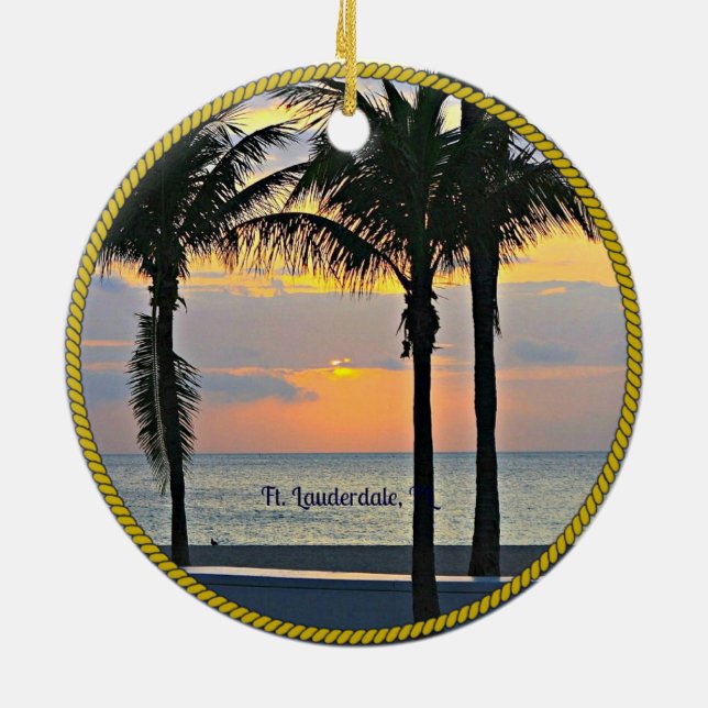Ft. Lauderdale Sunrise Ceramic Ornament (Back)