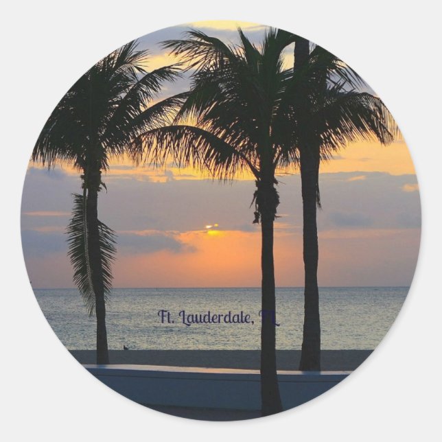 Ft. Lauderdale Sunset Classic Round Sticker (Front)