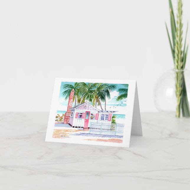 Ft. Myers Beach Red Cottage Thank You Card (Front)