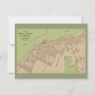 Ft Myers Florida Vintage Map Postcard