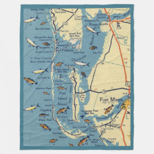 Ft. Myers Map  Fleece Blanket