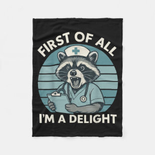 Ft of All Im A Delight Raccoon Nurse Fleece Blanket