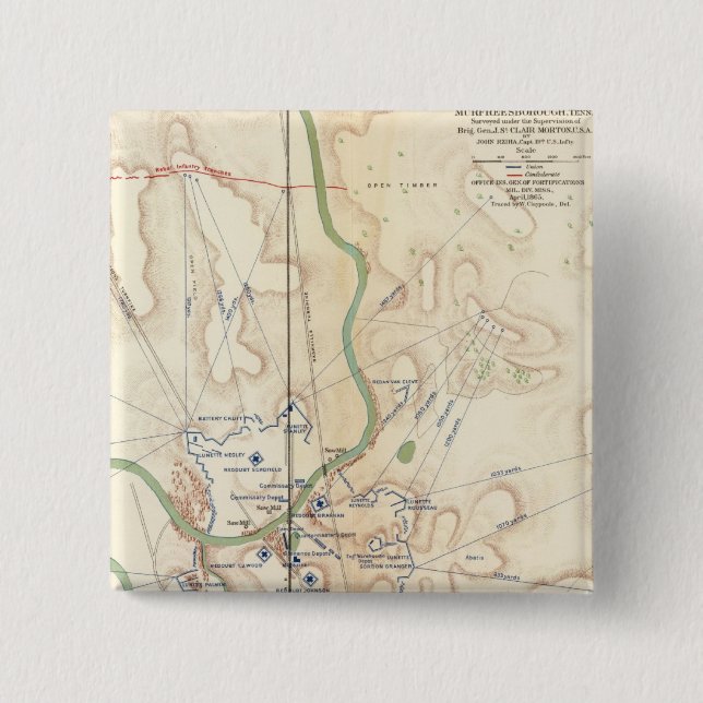 Ft Rosecrans, Tenn 2 Inch Square Button (Front)