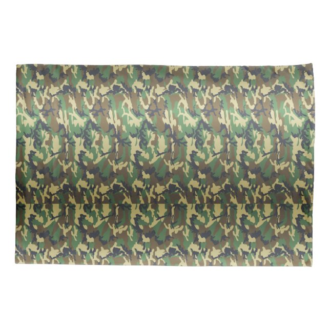FTA Glossy Woodland Camouflage Camo Pattern Pillowcase (Back)