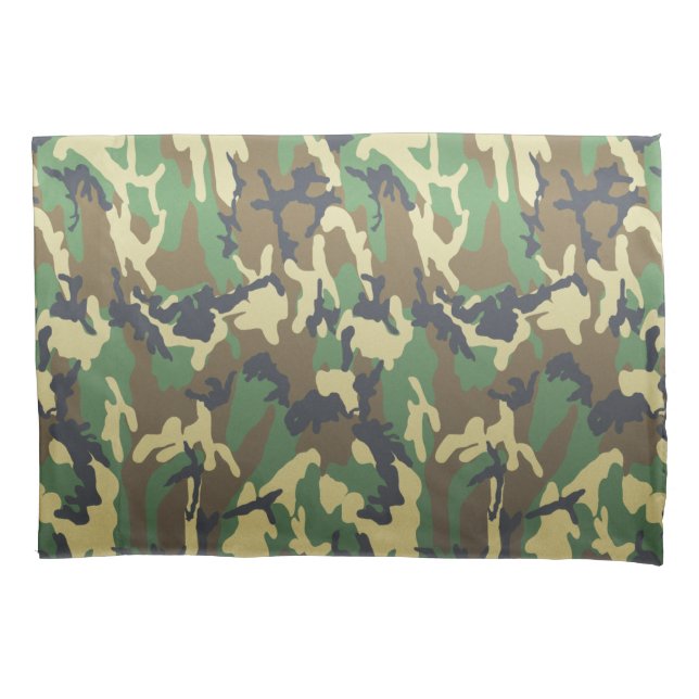 FTA Woodland Camouflage Camo Pattern Pillowcase (Front)