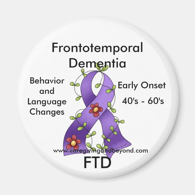 FTD, Démence Frontotemporelle Purple Ribbon Magnet (Devant)