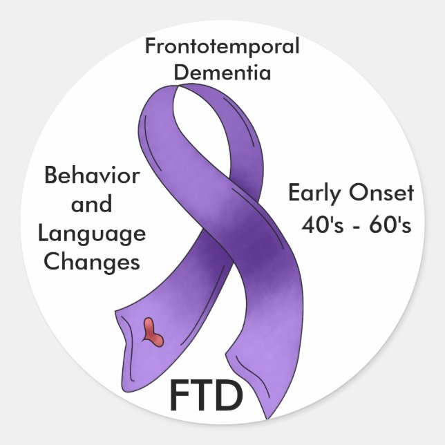 FTD, Frontotemporal Dementia Awareness Ribbon Classic Round Sticker (Front)