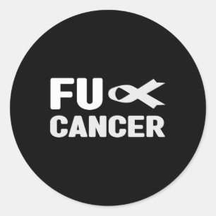 Fu Cancer T Shirt - White Ribbon, Fu Lung Cancer A Classic Round Sticker