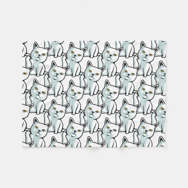 FU cat funny rude hand gesture Fleece Blanket (Front (Horizontal))