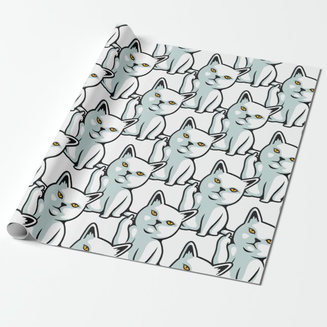 FU cat funny rude hand gesture Wrapping Paper (Unrolled)