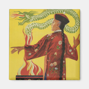 Fu-Manchu Magician Advertisement Magnet
