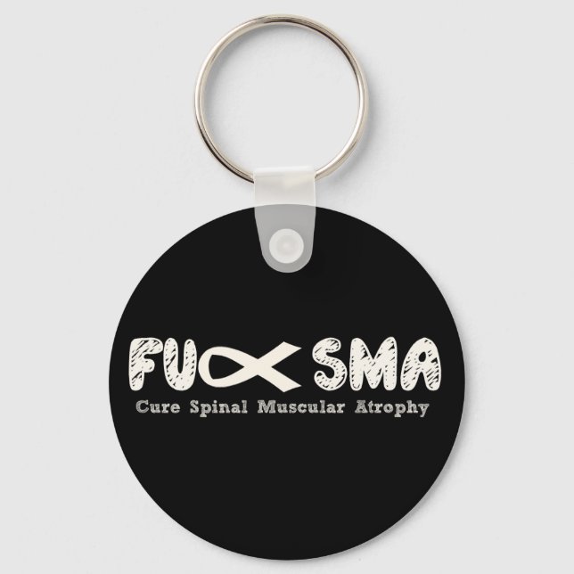 Fu SMA Awareness Ribbon Cream Keychain (Front)