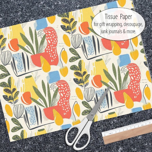 Fuavism Style Vibrant Colours Garden Pot Tissue Paper (Tissue paper for gift wrap and decoupage)