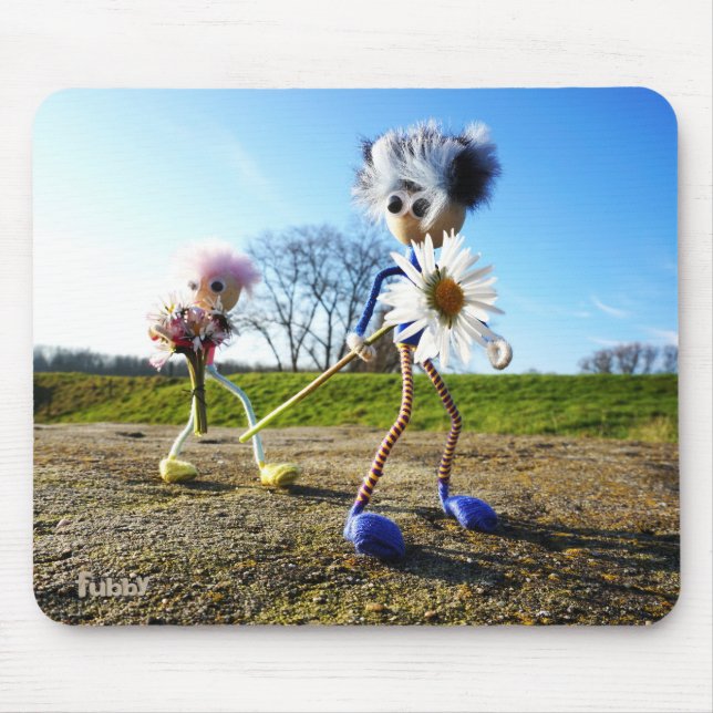 Fubbies in nature with daisy. mouse pad (Front)