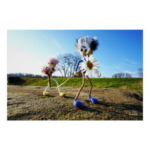 Fubbies in nature with daisy. poster