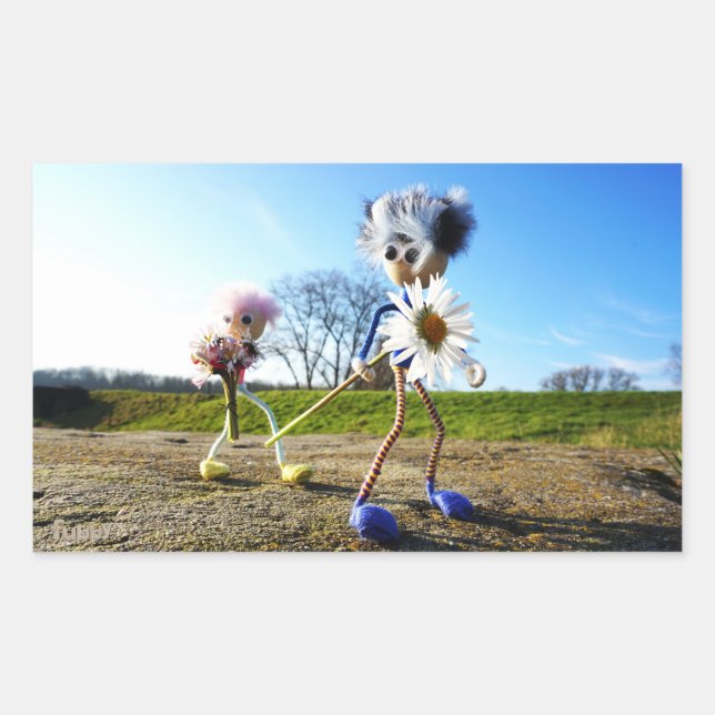 Fubbies in nature with daisy. sticker (Front)