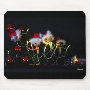Fubby is hanging the Christmas lights in the Chris Mouse Pad