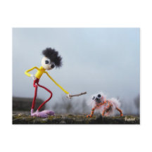 Fubby is playing outside with animal.