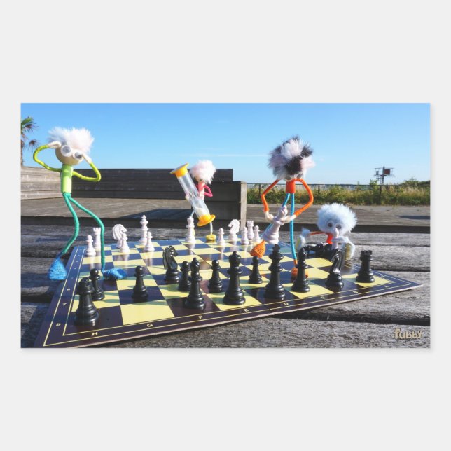 Fubby playing chess game. sticker (Front)