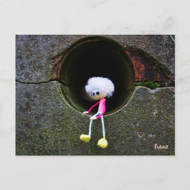 Fubby puppetry sitting in a wall. A cute man Postcard (Front)
