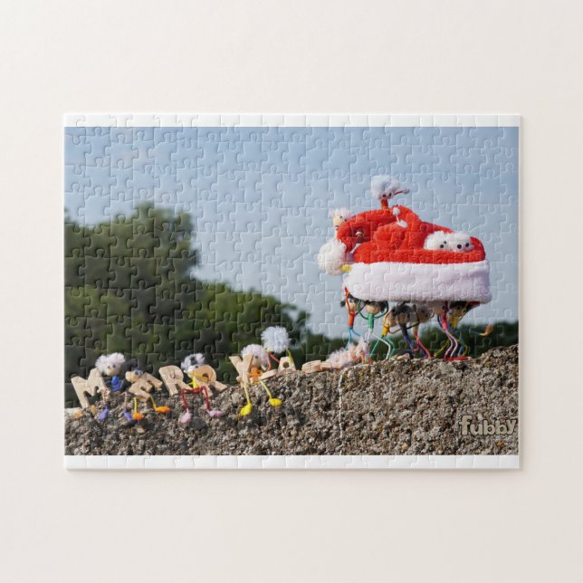 Fubby wearing a Santa hat adventure. Jigsaw Puzzle (Horizontal)