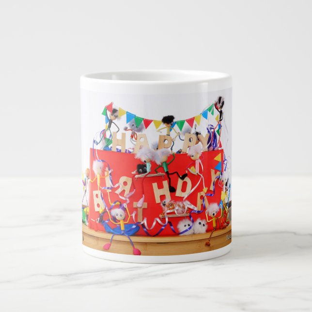 Fubby's celebrating for birthday. large coffee mug (Front)