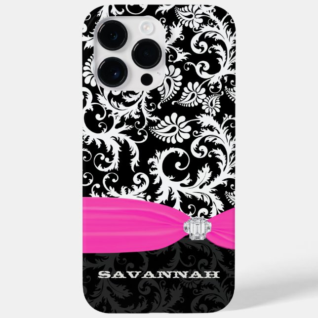 Fuchsi White Any Colour Damask Printed Crystal Case-Mate iPhone Case (Back)