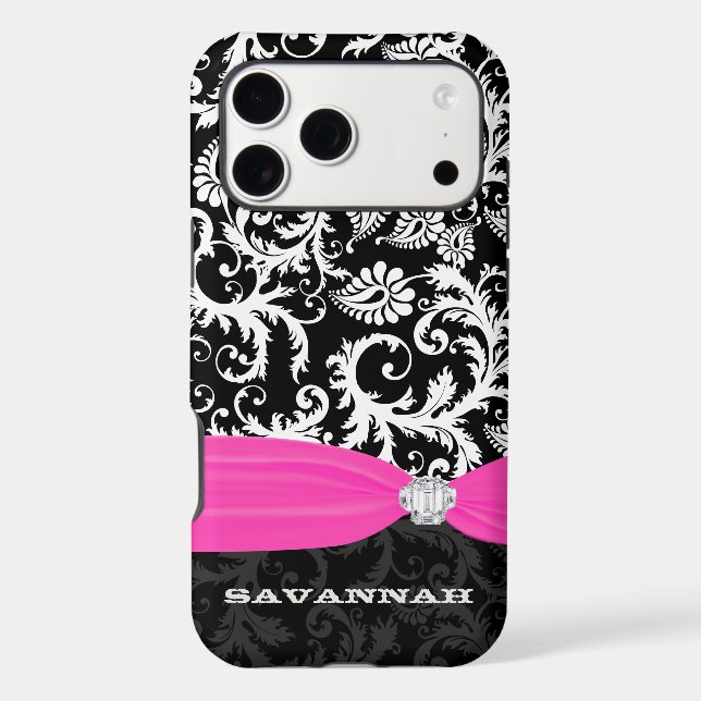 Fuchsi White Plus Any Colour Damask Printed Crysta (Back)