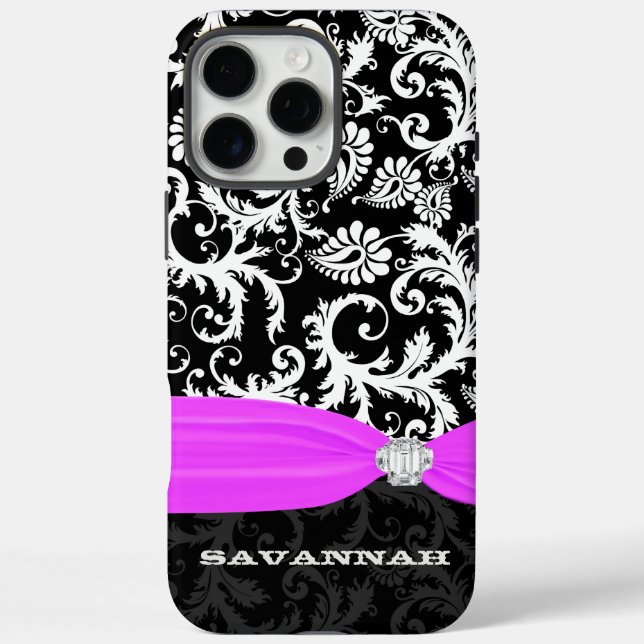 Fuchsi White Plus Any Colour Damask Printed Crysta Case-Mate iPhone Case (Back)