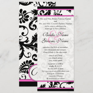 Fuchsia 9x4 Faire-part de mariage de persils Damas