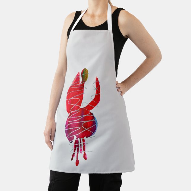 Fuchsia abstract watercolor floral apron (Insitu)