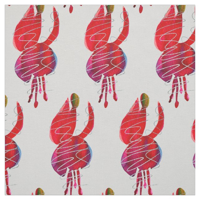 Fuchsia abstract watercolor floral fabric (Swatch)