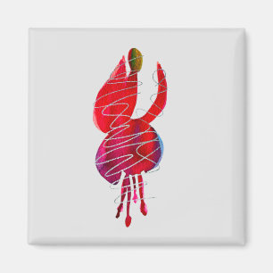 Fuchsia abstract watercolor floral magnet