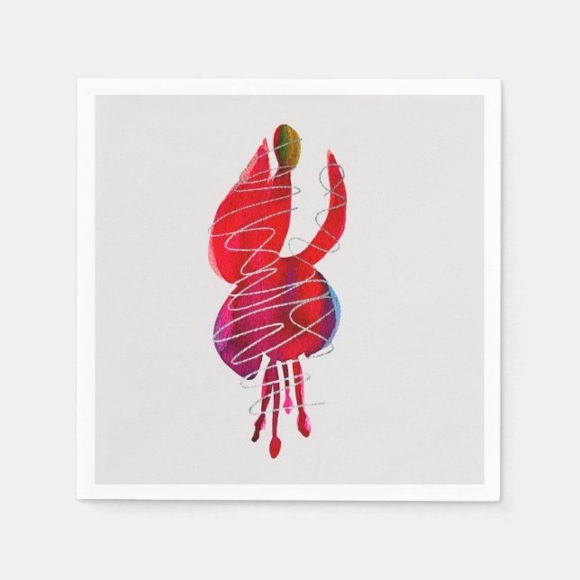 Fuchsia abstract watercolor floral napkin (Front)