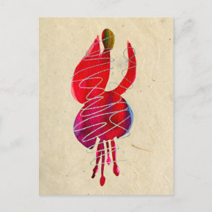 Fuchsia abstract watercolor floral postcard